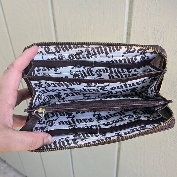 Juicy Couture Y2K Velour Fuchsia Rhinestone Long Zip Wallet - Picture 5 of 6